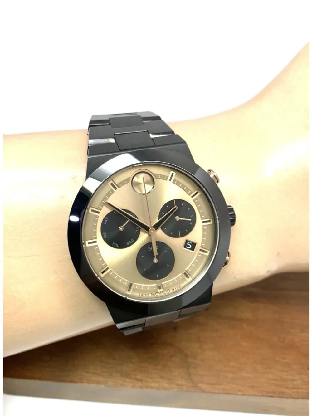 Movado Men's Watch 3600897 Bold Swiss Quartz Chronograph Black Steel 44.5mm